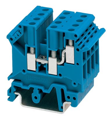 Phoenix Contact Multi-Conductor Terminal Block; UK  5-TWIN BU; 30A; 300V; 2-Level; #30 - #10; Screw Connection; Blue